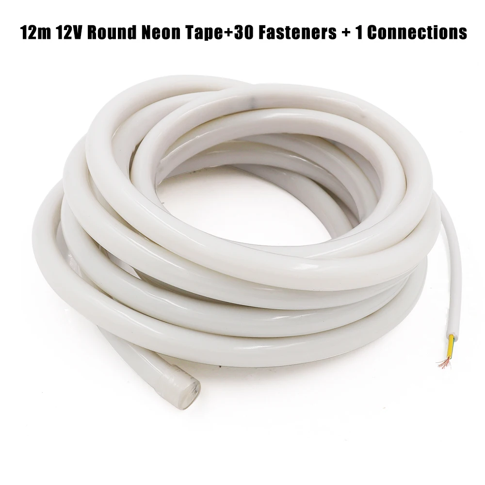 

13m 12V Round Neon Tape+30 Fasteners