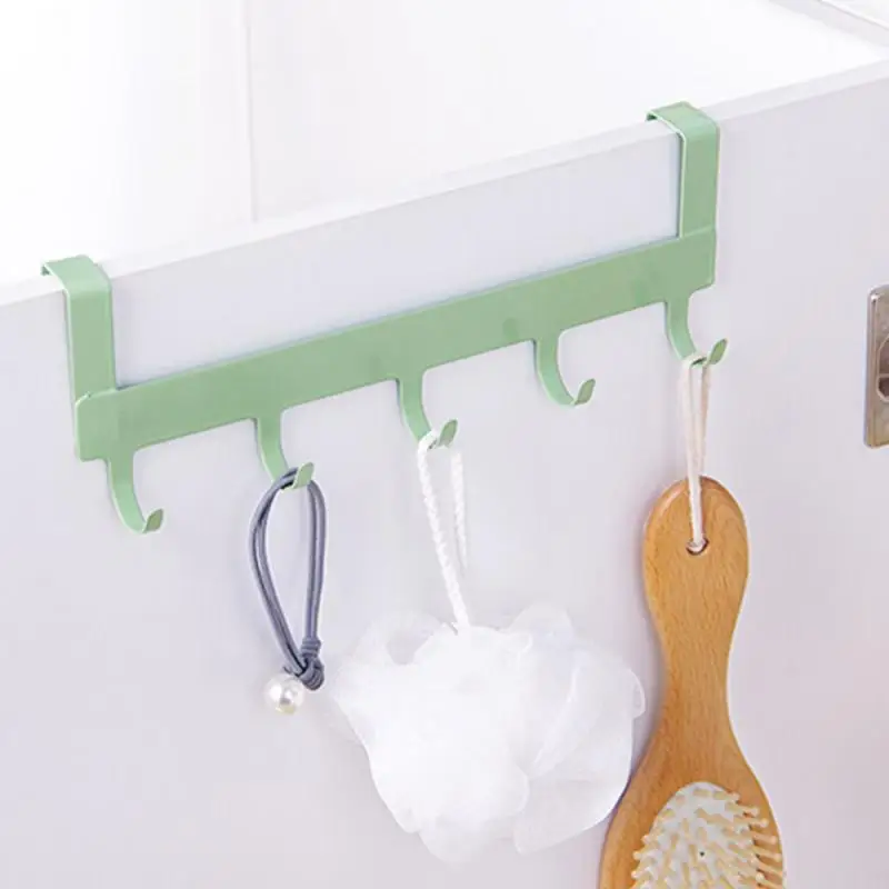 1Pc Hooks Over The Door 5 Hooks Home Bathroom Organizer Rack Clothes Coat Hat Towel Hanger Bathroom Kitchen Accessories