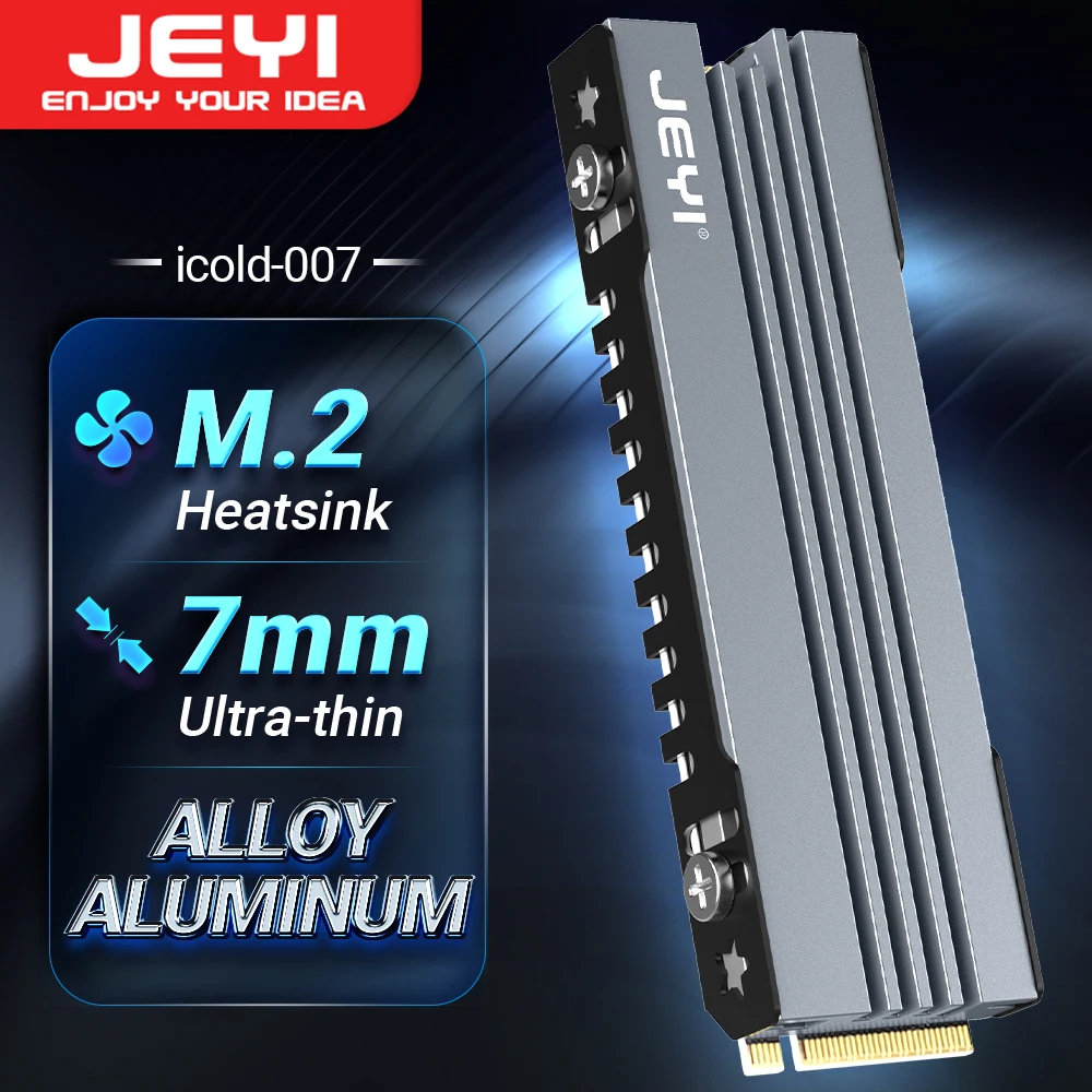 JEYI M.2 SSD Heatsink, NVME NGFF Cooling Aluminum Cooler Radiator with Thermal Silicone pad for PC / PS5 PCIE 2280 ssd icold-007