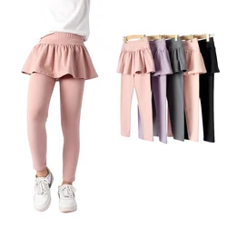 2026 New Arrival Cotton Skinny Big Kids Girls Skirt Leggings High Elastic Solid Spring Teenage Girls Yoga Pants for 110-160cm