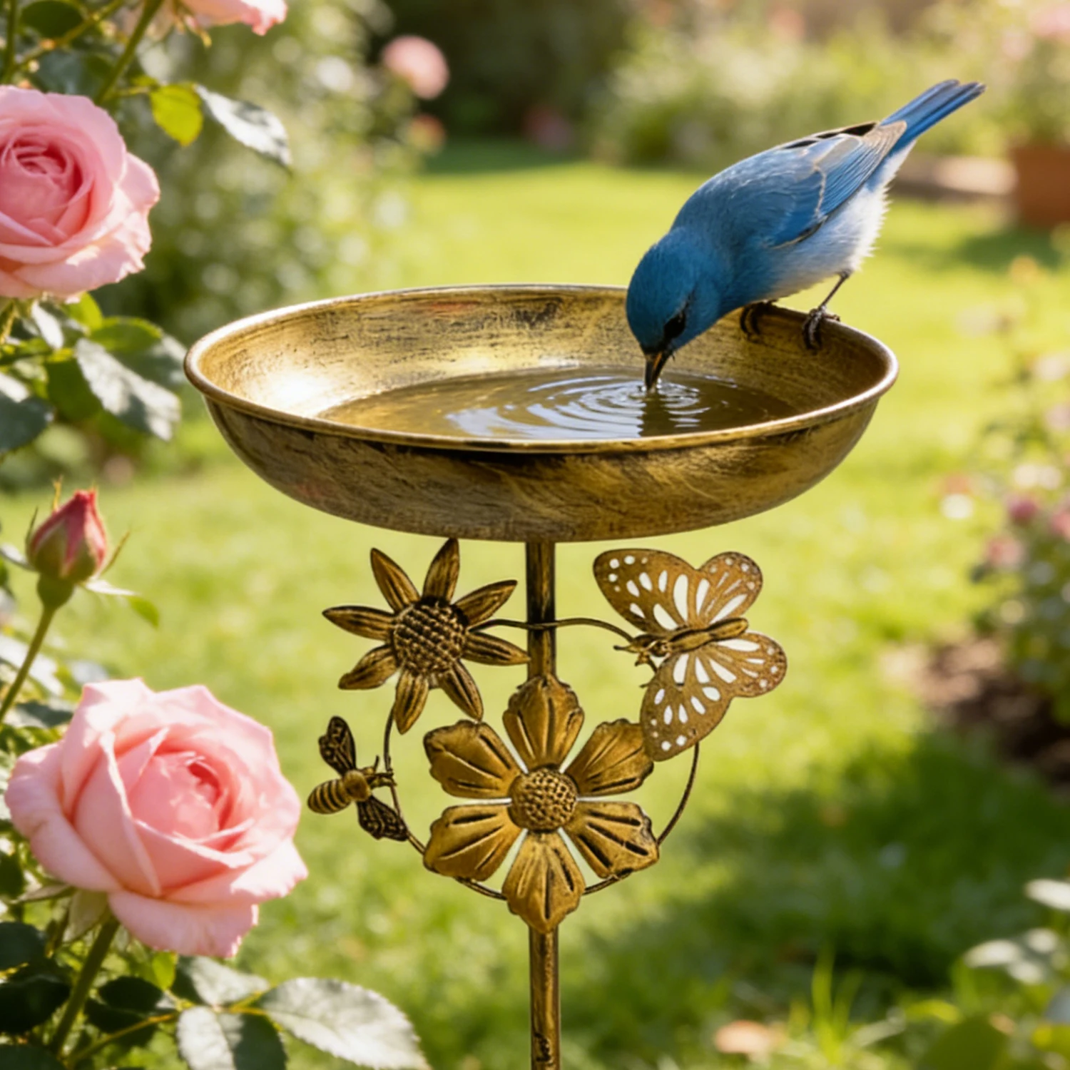 1Pc Iron Art Garden Bird Bath - Decorative Bird Waterer, Food Tray, Suitable for Courtyard Gardens, Patios, and Lawns, Spring and Summer Decoration, Ideal Gift for Bird Enthusiasts and Gardening Enthusiasts