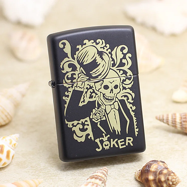 

Genuine Zippo oil lighter copper windproof Black clown gentleman Kerosene lighters Gift with anti-counterfeiting code