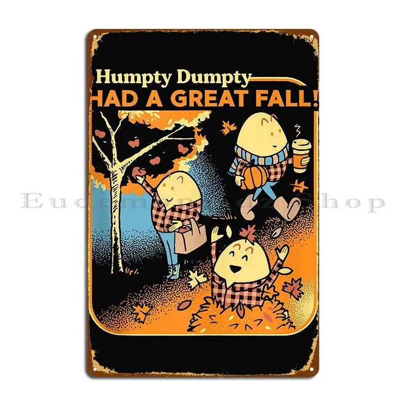 Placa de Metal personalizada de Humpty Dumpty, cartel divertido de hojalata, feliz Otoño Y todo el día de Acción de Gracias, para Club