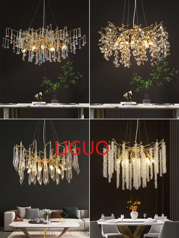 

Italian Crystal Chandelier Luxury Lamp in the Living Room Creative Art Modern Restaurant Light Luxury Villa High-End Branch