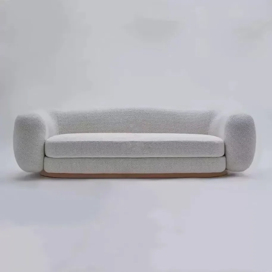 Fabric sofa small apartment living room Nordic simple cream style straight row three-module cat claw cloth sofa