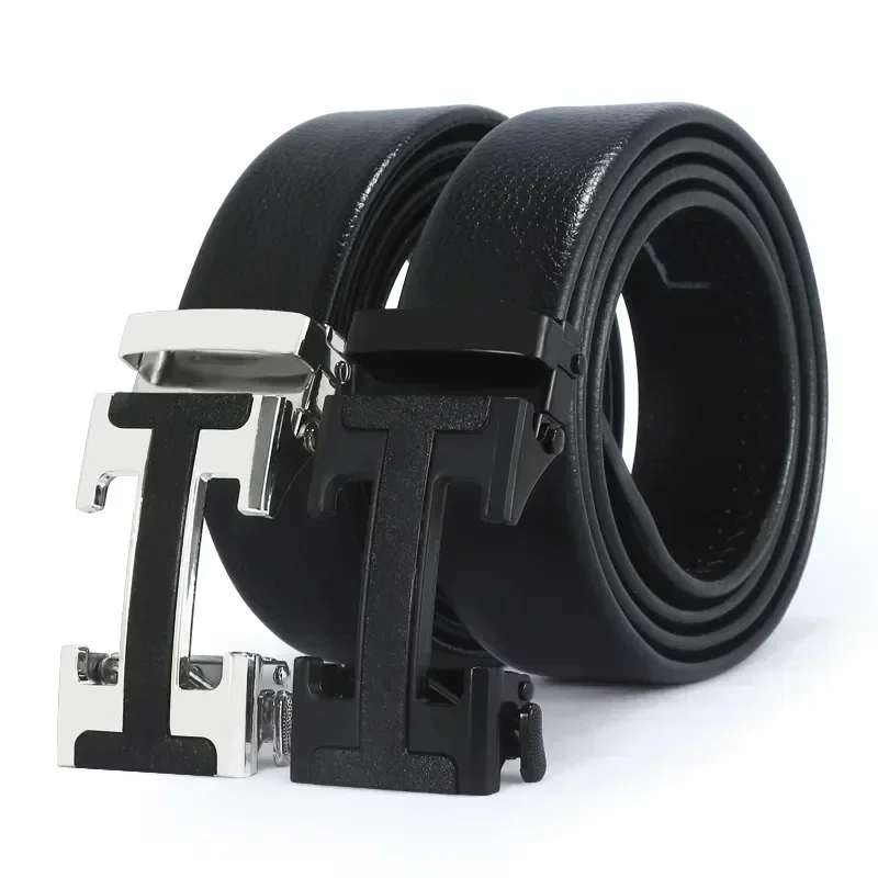 Pretina ligera de lujo para hombre, hebilla automática de aleación, correa de cuero, decoración de moda, pantalones vaqueros versátiles