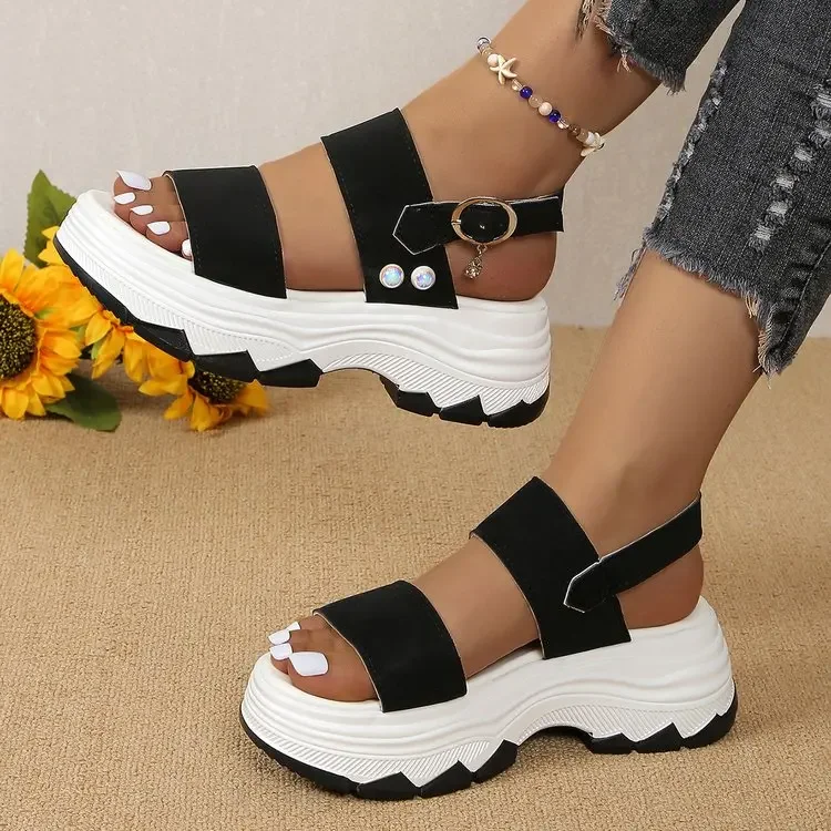 

Women's Sandals 2025 Summer Fashion New Flat Comfortable Outdoor Platforms Sports Sandals Thick-soled Sandalias De Mujer