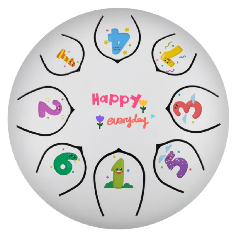 Hollow Drum Instrument for Children, Cute Cartoon Digital Logo, 6 