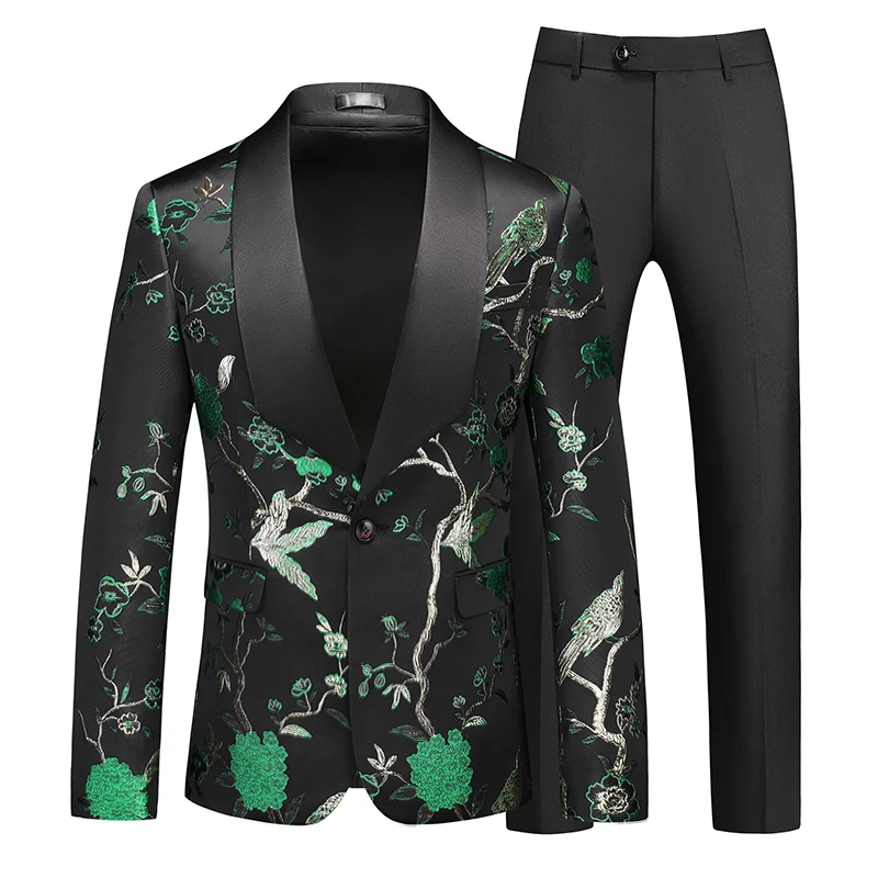 Men's Plus Size Slim Fit Fashion Single-Button Suit Jacket + Pants - Image 2