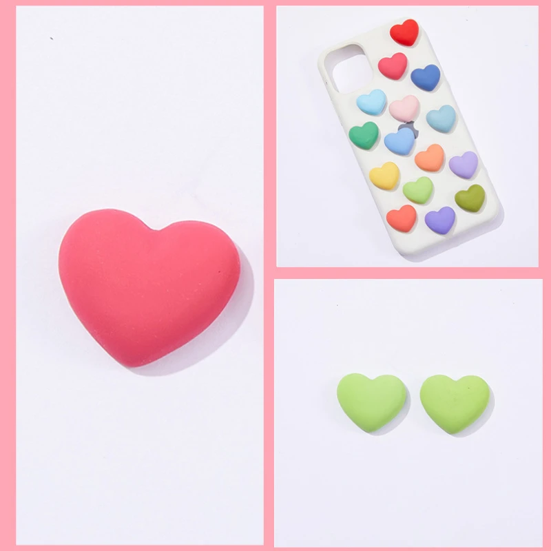 Colorful Love Heart Resin Figurine Flatback Cabochon Ornament Jewelry Making Hairwear Accessories DIY Wedding Scrapbook Decor