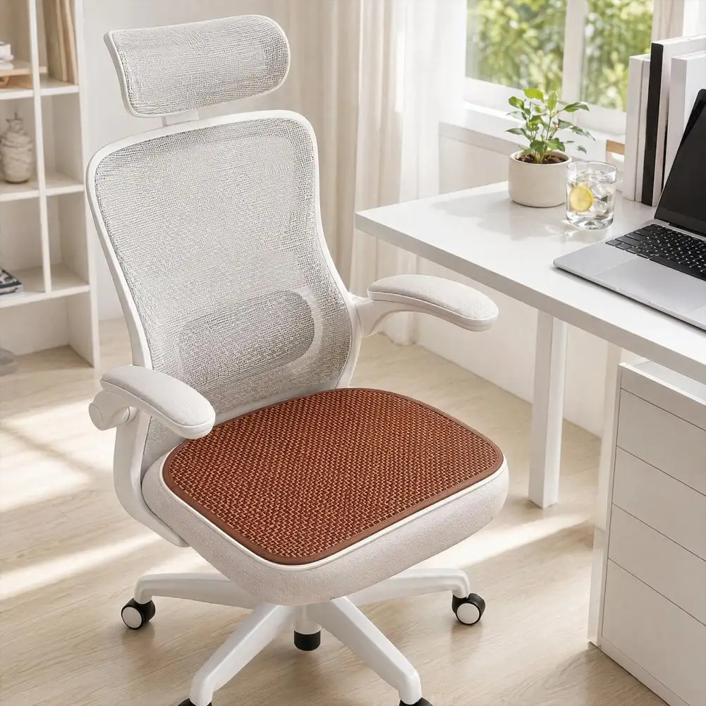 Summer Seat Cushion Breathable Seat Cushion Handwoven Rattan Seat Cushion Breathable Summer Chair Mat Anti-slip Pad for Dining