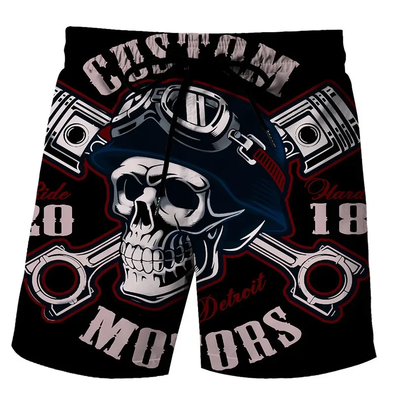 New pants skull shorts men\'s Gothic summer printed 3D shorts men\'s hip hop casual beach pants Bermuda oversized shorts