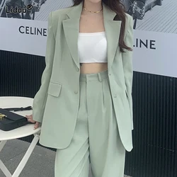 Spring Summer Solid Button Pockets Thin Notched Temperament Blazers Fashion Korean Casual Loose-fitting Women's Clothing 2023