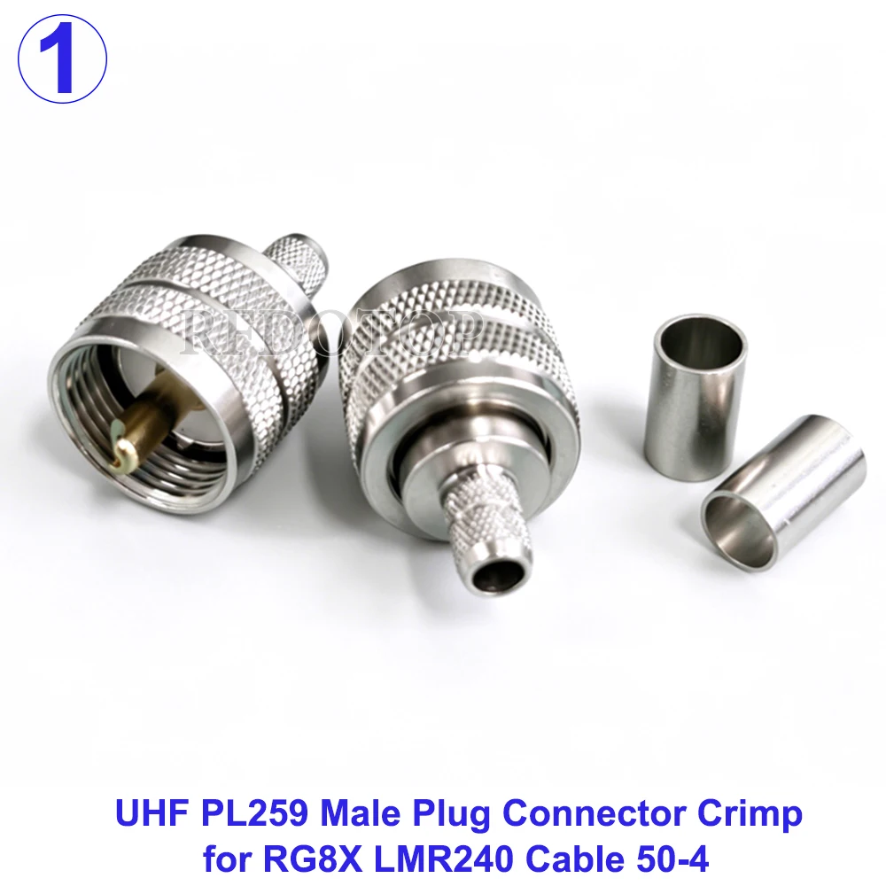 10Pcs/Lot UHF PL259 Male/UHF SO239 Female 50-4 UHF Connector Crimp RF Coax Connector Crimp 50Ohm for RG8X RG-8X LMR240 cable