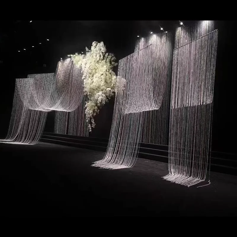 2pcs Acrylic Crystal Bead Curtain Partition Water Wave Curtain Ceiling Decoration For Wedding Backdrops Bead Chain Decoration