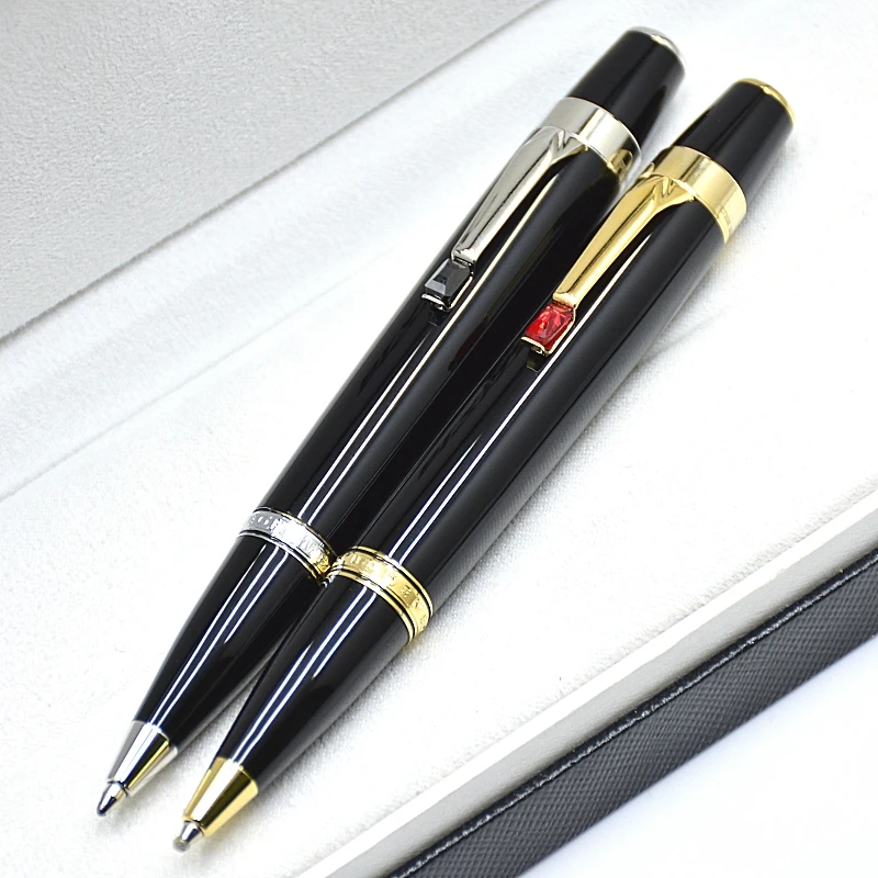 Luxury MB Bohemies Black Resin Mini Ballpoint Pen Blance Portable Short Travel Office Writing Ball Pens With Gem Serial Number