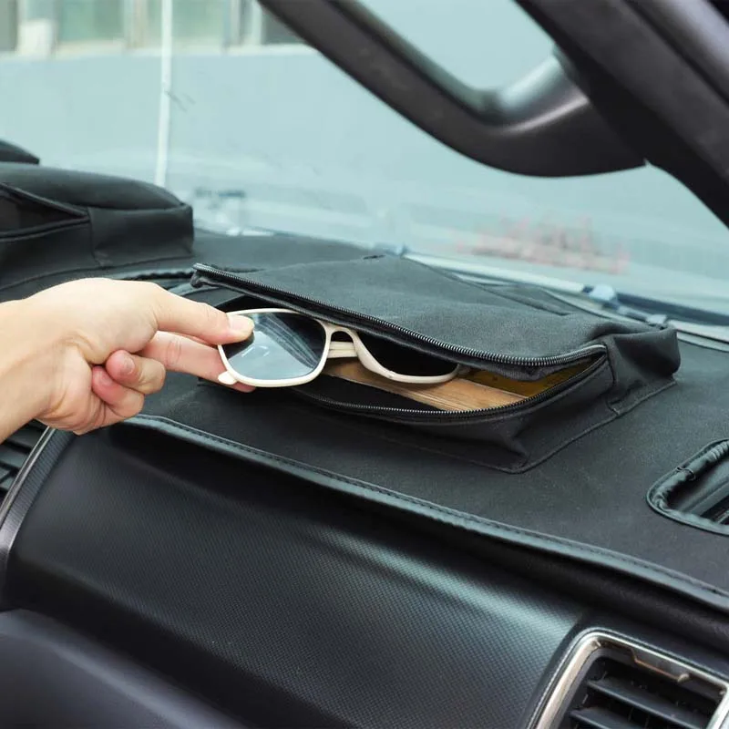 

For Ford Ranger 2015-2021 Car Dashboard Storage Sunscreen Protection UV Pad Car Interior Protection Accessories Black 1Pcs