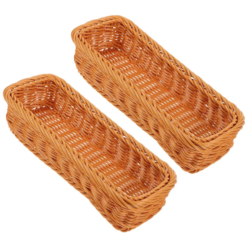 

2 Pcs Silverware Organizer Basket Seasoning Jar Storage Box Baskets Woven Plastic