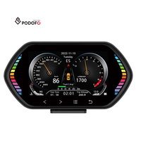 Podofo 2023 F12 HUD Head-Up Display  +GPS+Slope Meter Display Car Digital Speedometer IPS Oil Temp Speed for Vehicle