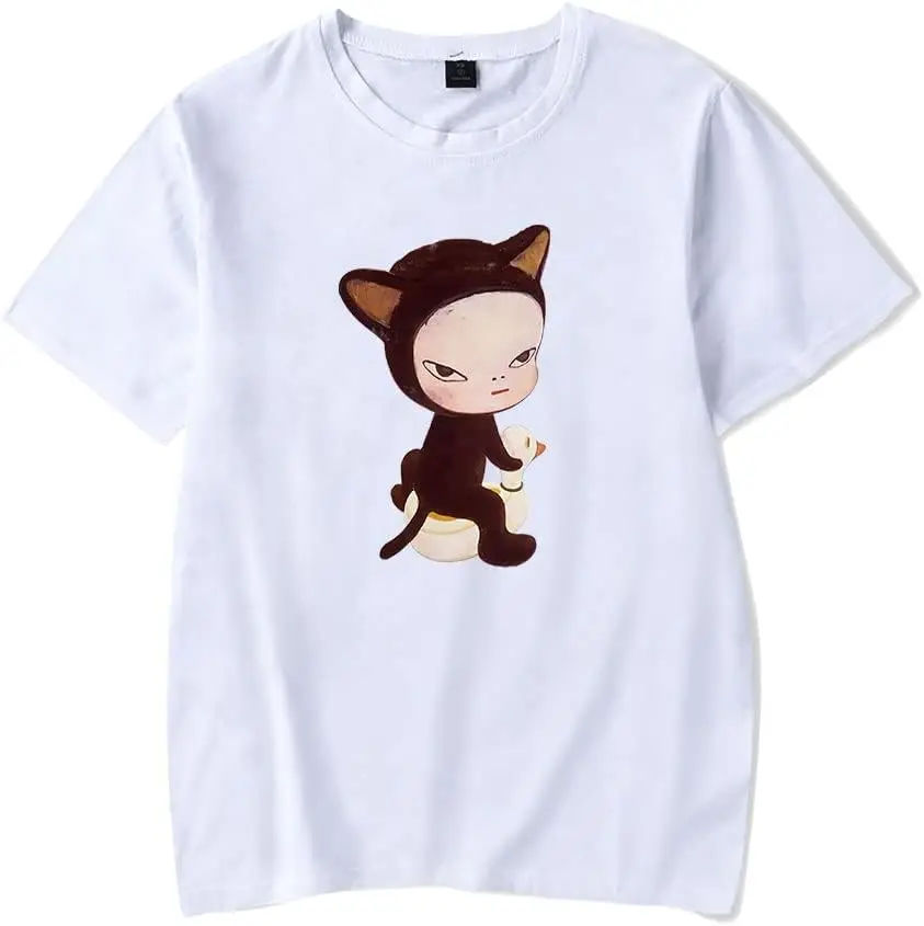 Yoshitomo Nara Cat Duck Merch T-Shirt Merch Men Short Sleeve Women Funny Tee Unisex Harajuku Tops