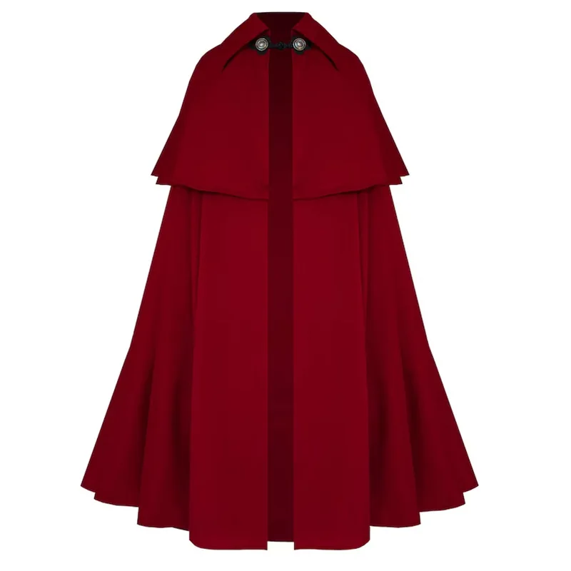 Men's and Women's Retro Medieval Textured Elegant Royal Style Single-breasted Velvet Long Cloak Halloween Masquerade Party Wear