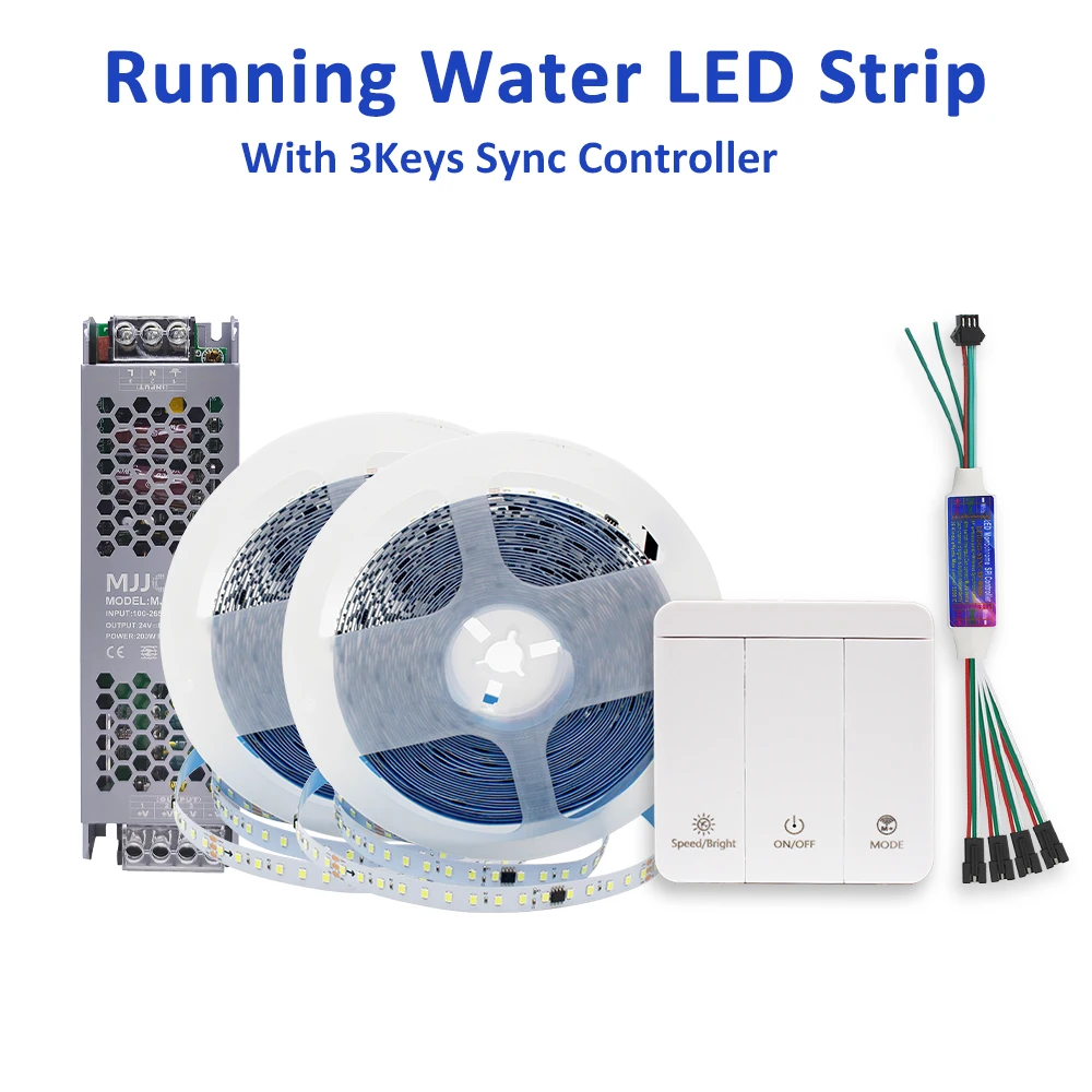 DC 24V WS2811 Running Water Flowing Sync LED Strip Light SMD2835 10mm Horse Race Pixel Addressable Flexible Linear Lamp for Hom