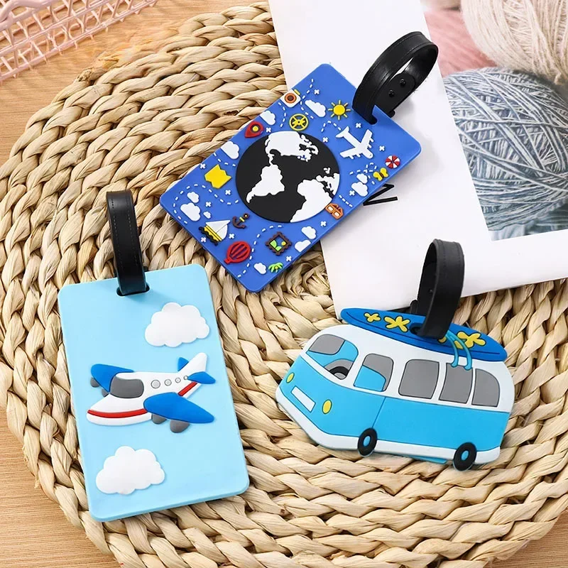 

Women Men Cute Cartoon Cars PVC Silicone Luggage Tags Travel Luggage Name Tag Suitcase Bag Boarding Pass Travel Accessories