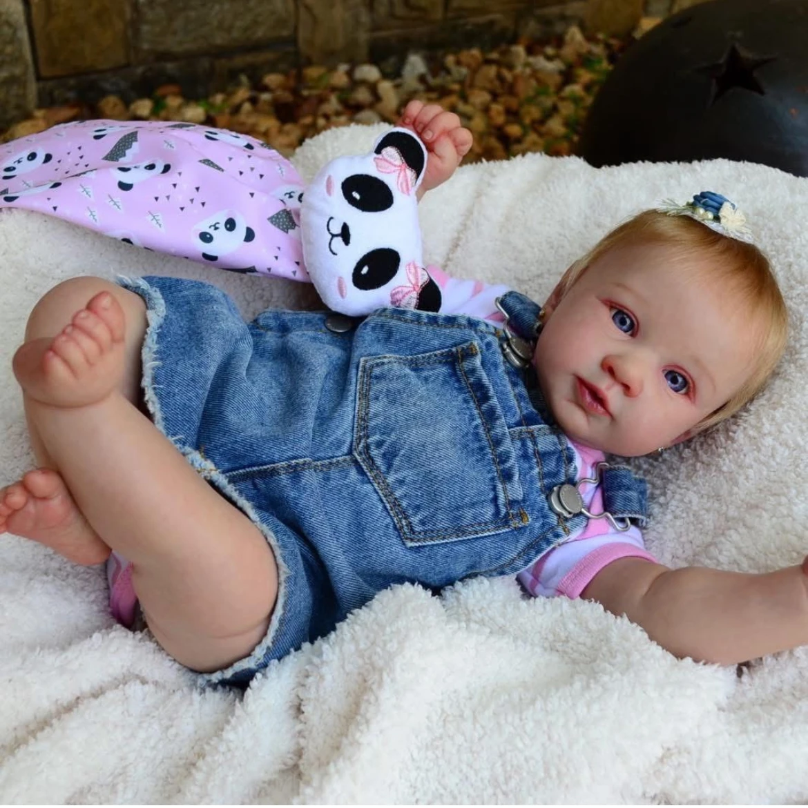 

21 inch Piper Reborn Baby Girl Doll Soft Vinyl Handmade Collectible with Realistic Facial Details Lifelike Acrylic Eyes