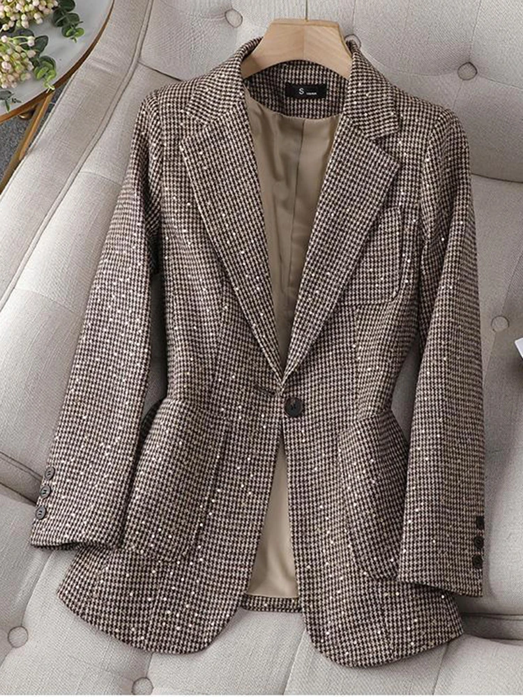 2023 neue frauen Harajuku Lose Anzug Pailletten Shorts Zwei-Stück Set Neue Frühling Herbst Jacke Blazer + Shorts lose 2 Piec