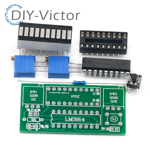 LM3914 10 segmentowy 3.7V litowy 12V moduł wskaźnik naładowania baterii Tester poziomu mocy wyświetlacz LED elektroniczne zestawy do samodzielnego wykonania