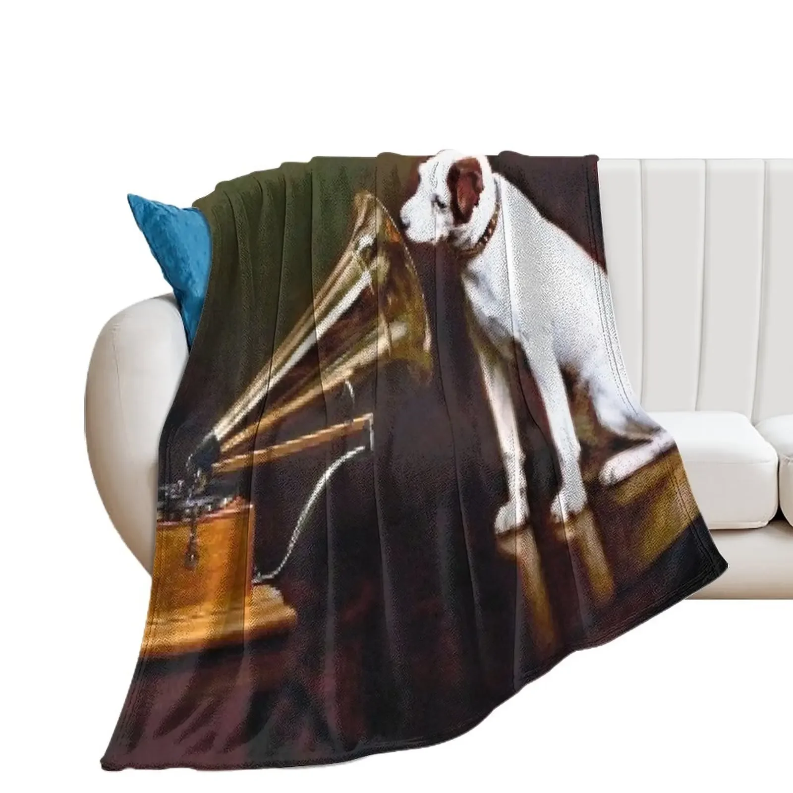 His Master's Voice by Francis James Barraud in 1898- Cute Dog Looking At Gramophone Throw Blanket Heavy Giant Sofa Blankets