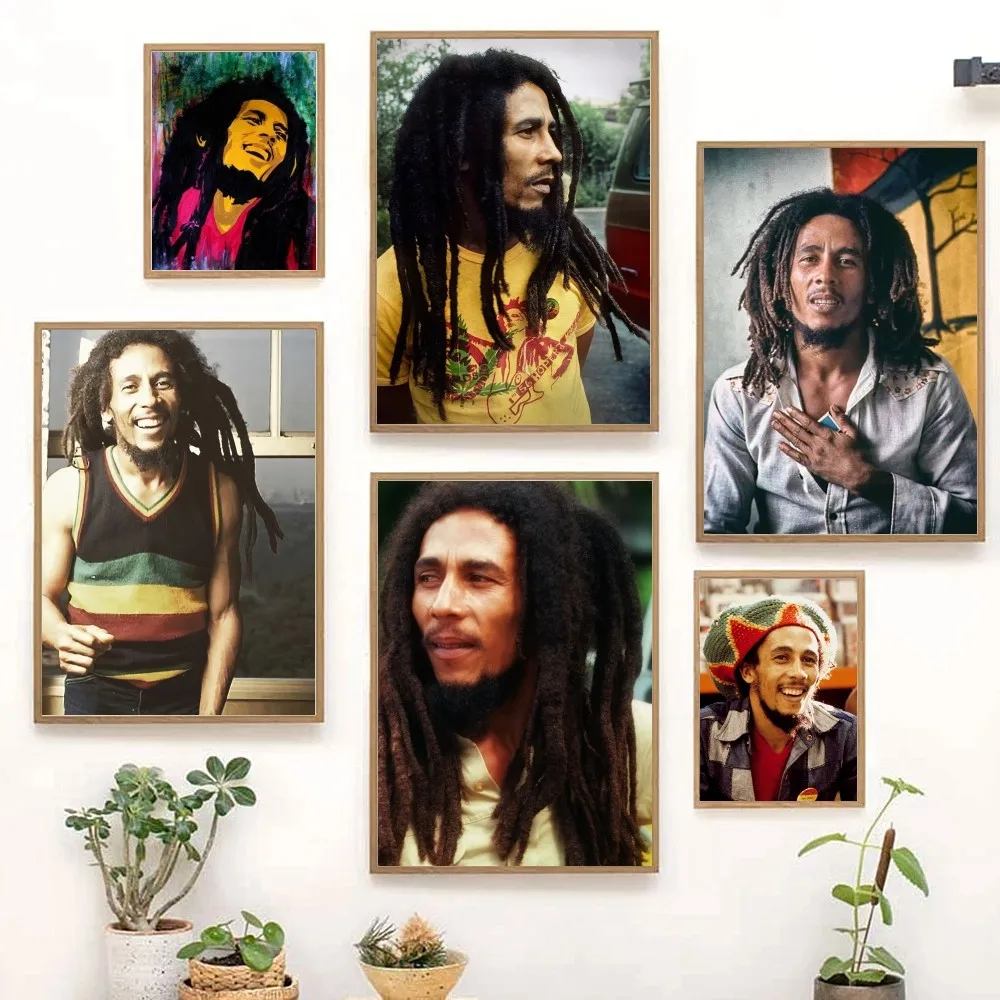 1pc Reggae camerieri Bob Marley Classic Movie autoadesivo Art Poster adesivo di carta impermeabile Coffee House Bar Room Wall Decor