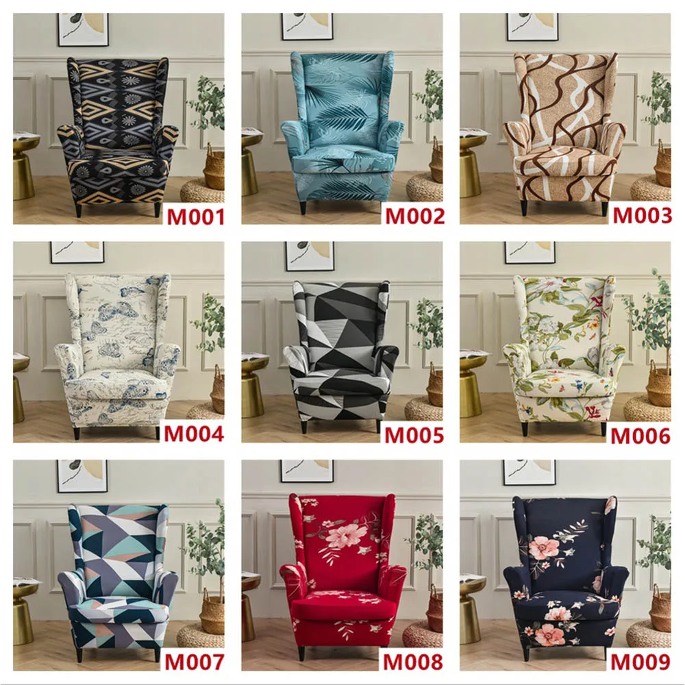 Floral Printed Sofa Slipcovers Elastic Polyester Cotton Armchair Covers Retro and Nostalgic Removable Chair Seat Cushion Cover