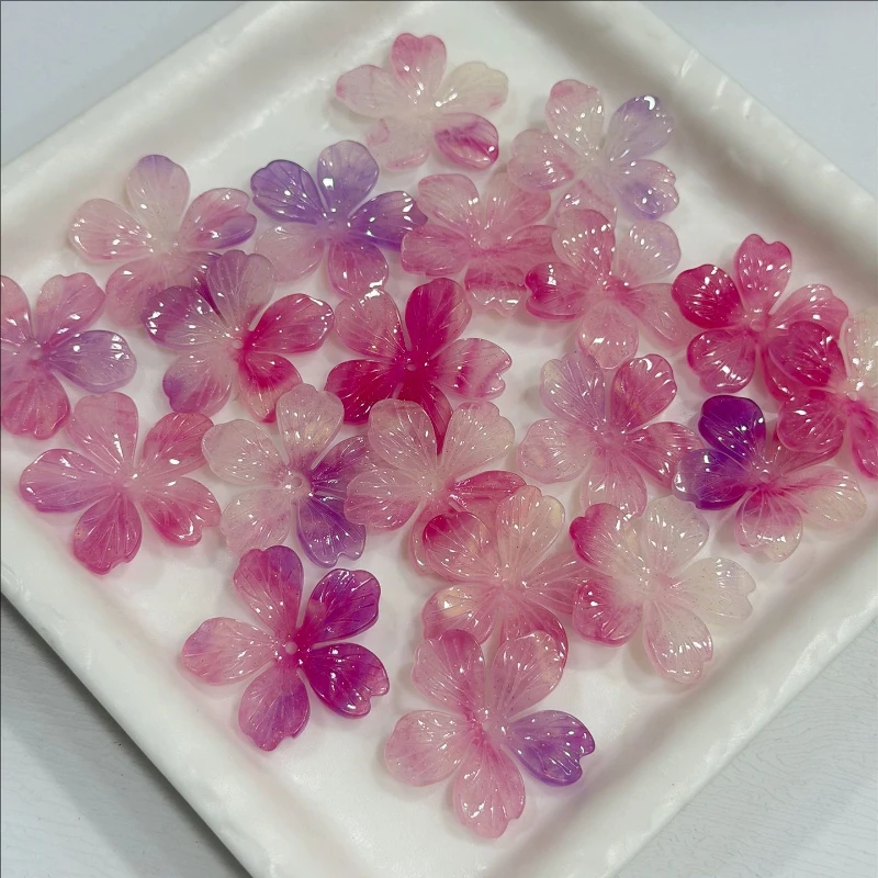 100 Pieces/Lot New Retro Flower Acetic Acid Resin 30MM Charm Beads Connectors for Diy Hair Earrings Jewelry Accessories