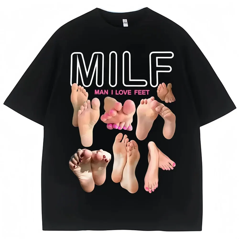 Camiseta divertida Mummy Loves Big Feet - Humorística y a la moda, de algodón puro - Cuello holgado para uso informal - Estilo urbano