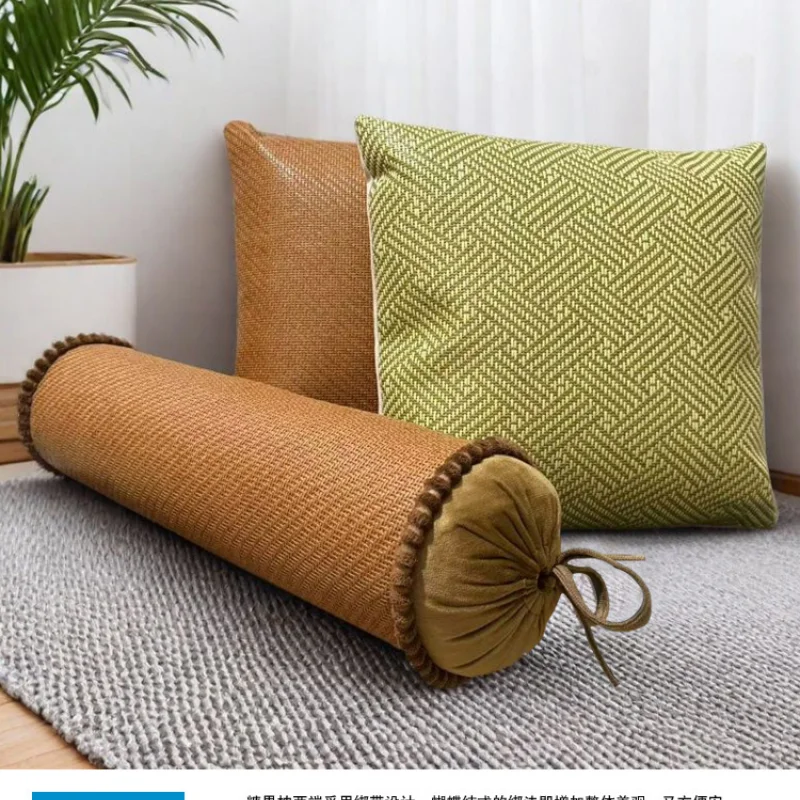 50x15cm summer rattan candy pillow sofa back cushion cylindrical neck pillow health care