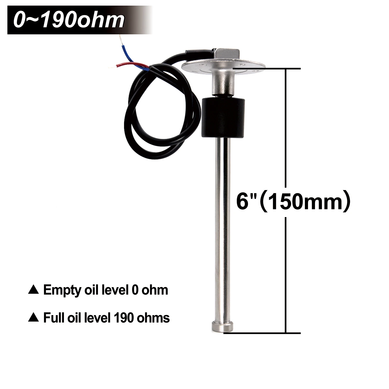 0-190 ohm Brandstofniveausensor/Waterniveau Roestvrij staal A5 Sensor Voor Auto Boot Watertank Niveau Indicato Brandstofniveaumeter