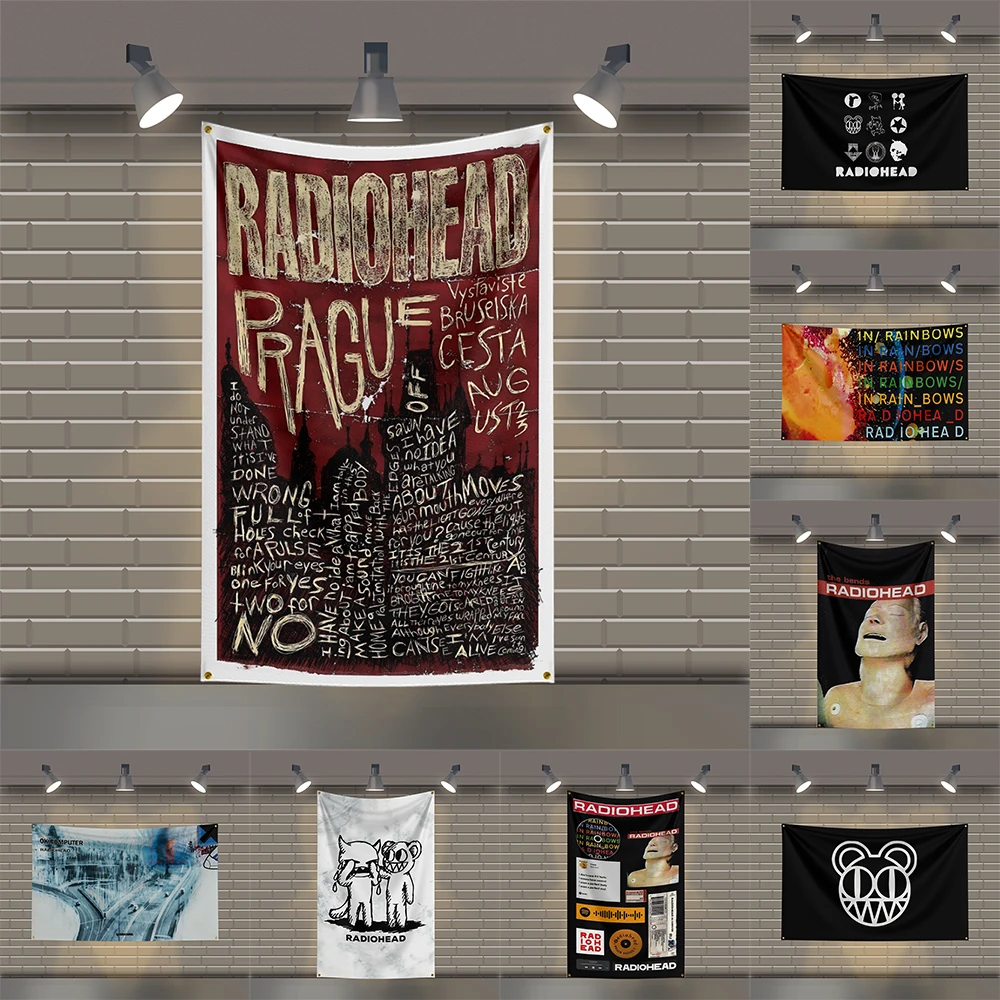 

3x5 Ft R-Radioheads Heavy Metal Band Flag Rock Music Wall Banner for Bedroom Studio Bar Concert Outdoor Decor