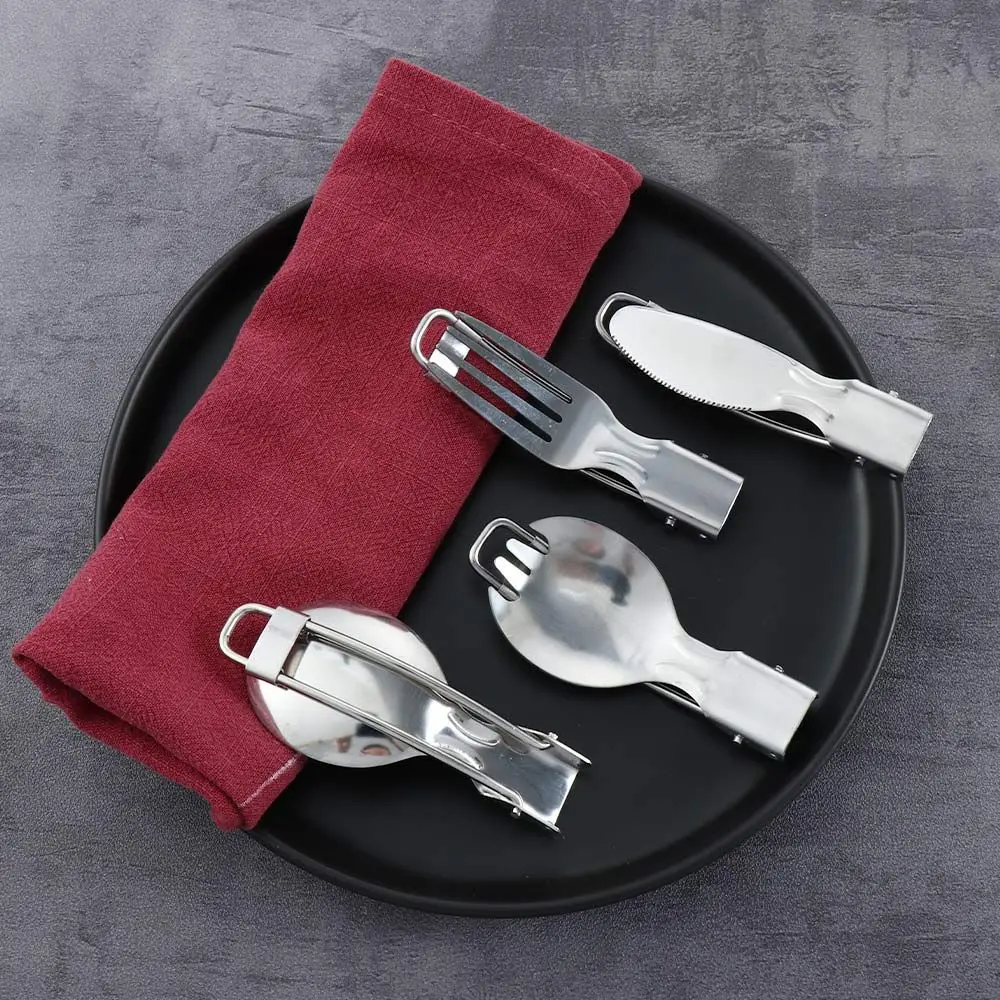 

Outdoor Travel Tableware Folding Utensils Stainless Steel Spoon Fork Spork Cutlery