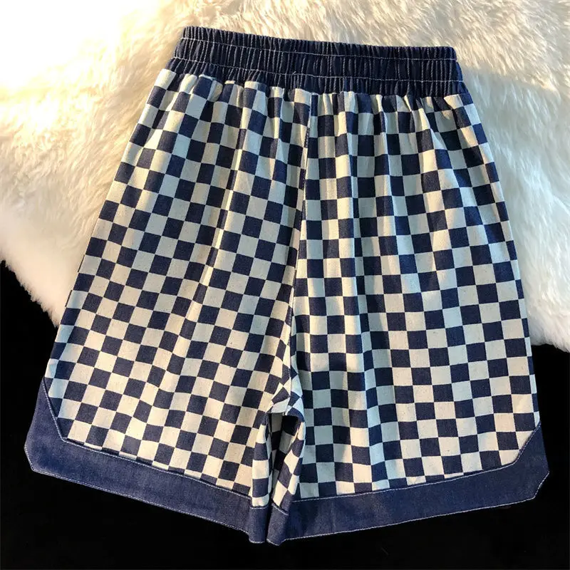 Shorts Women Plaid High Waist Loose Pockets Design Basic All-match Chic Casual Retro Mujer De Moda Street Wear Korean Style Ins