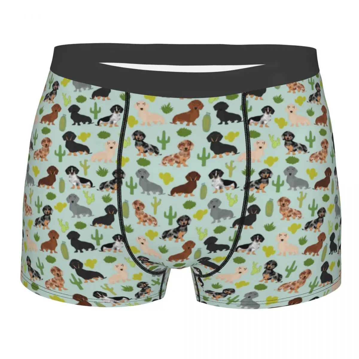 Novelty Boxer Doxie Dachshund Cactus Dog Shorts Panties Man Underwear Animal Soft Underpants for Homme Plus Size