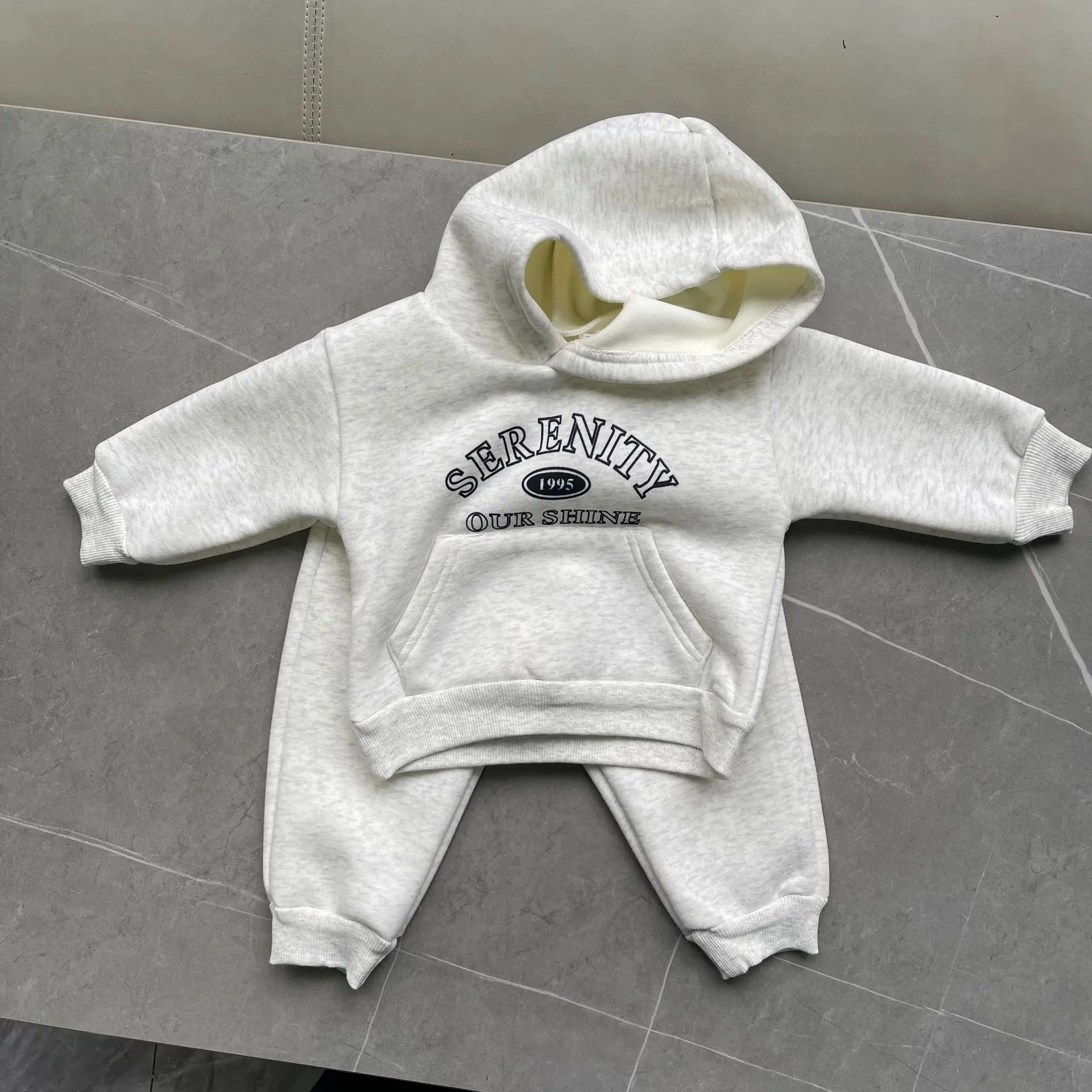 2024 Winter New Baby Warm Clothes Set Children Fleece Hoodie + Pants 2pcs Suit Toddler Girl Long Sleeve Sweatshirt Outfits