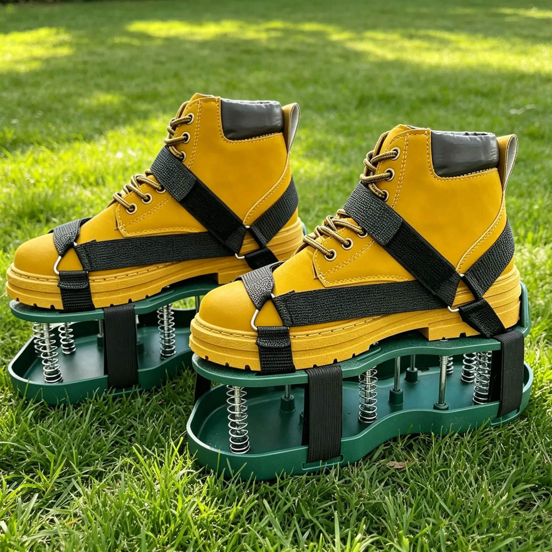 Grass Spiked Lawn Aerator Shoes Adjustable Strap Soil Garden Lawn Aerating Epoxy Floor Self Leveling Construction Tool