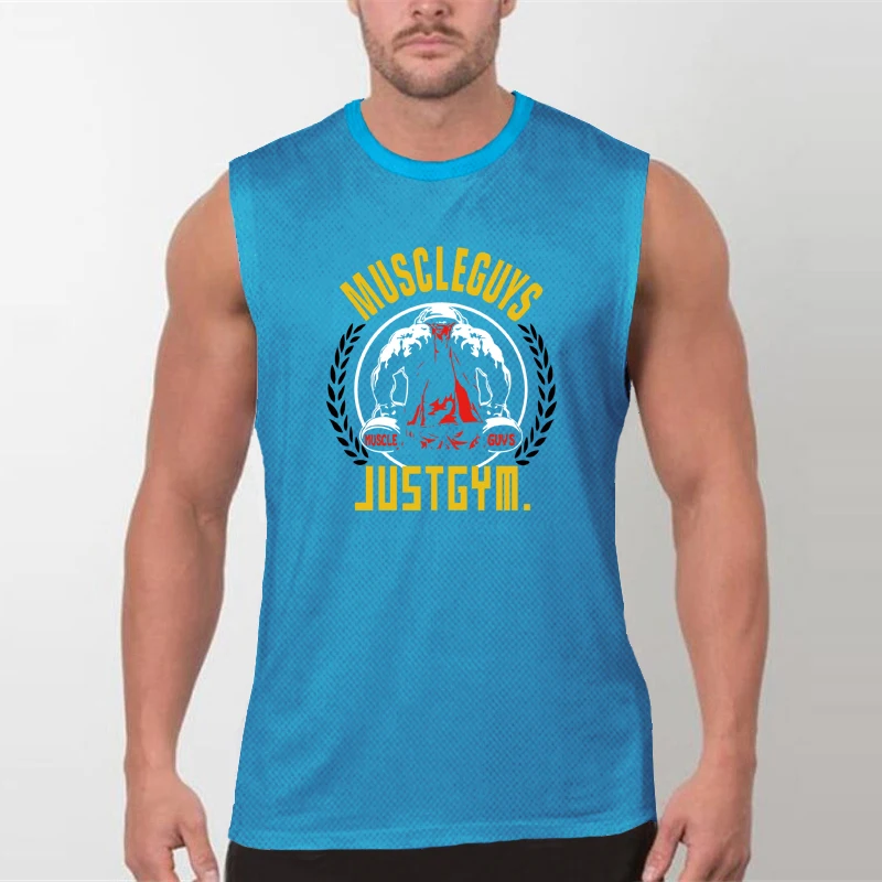 Men's Performance Running Vests Quick Dry Breathable Mesh Sleeveless Athletic Training Workout Gym Sports Fitness Tank Tee