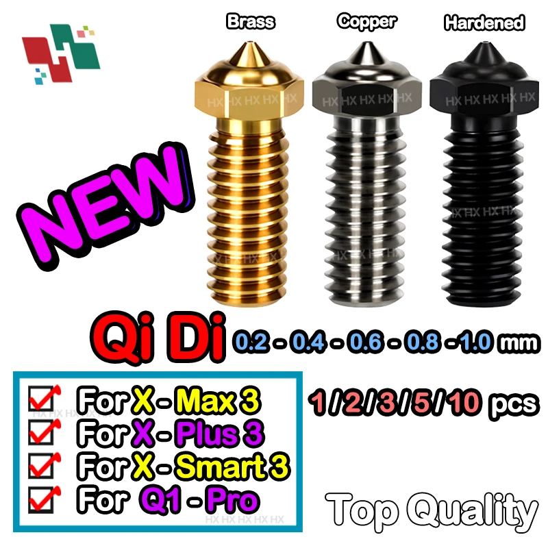 For QIDI TECH q1 pro Nozzle Brass Hardened Steel X PLUS 3/ X MAX 3/X SMART 3 Qidi q1 Nozzle Plated Copper