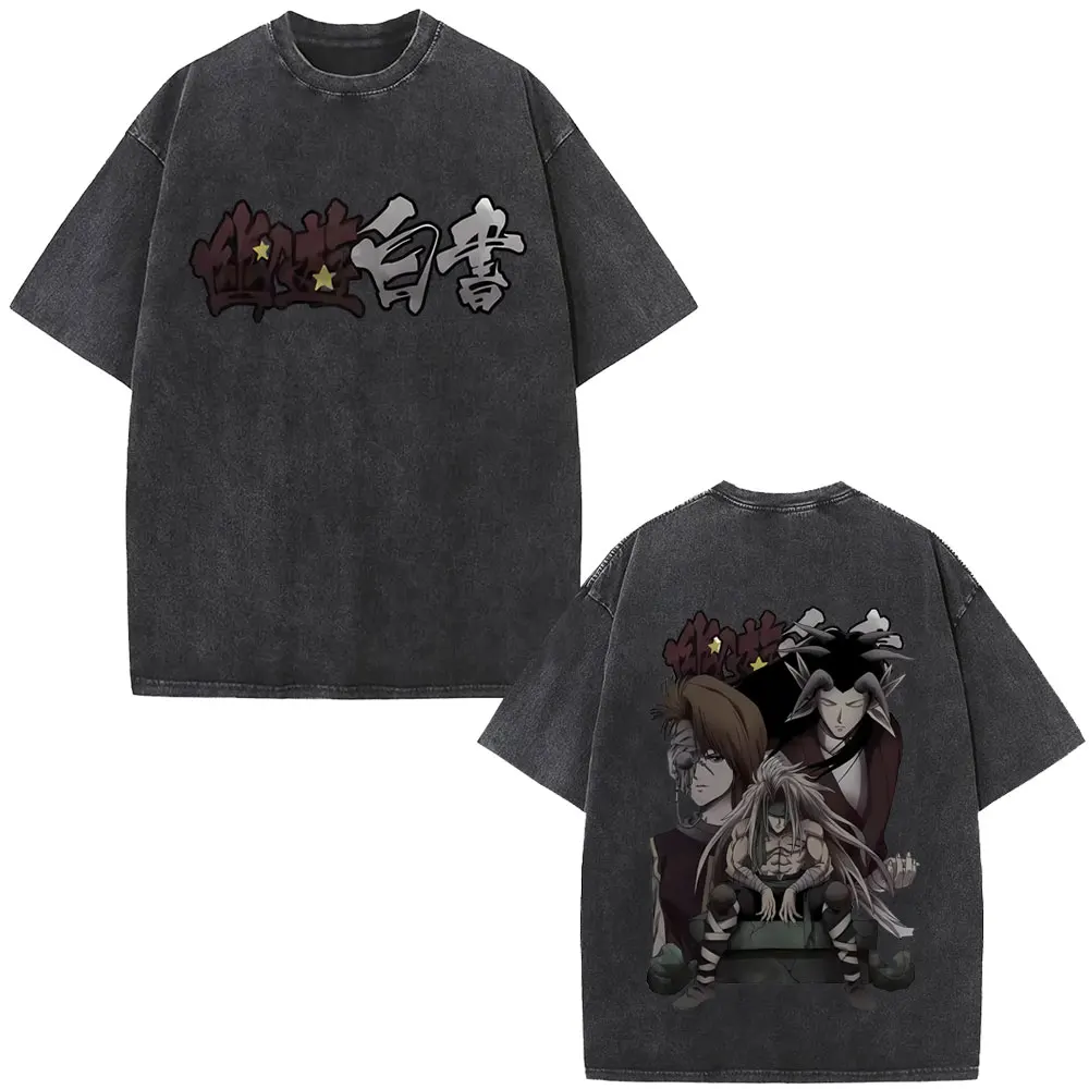

Washed Vintage Anime YuYu Hakusho Graphic T-shirt Men Women Cotton Casual Oversized T Shirts Men's Manga Fashion Retro T-shirts
