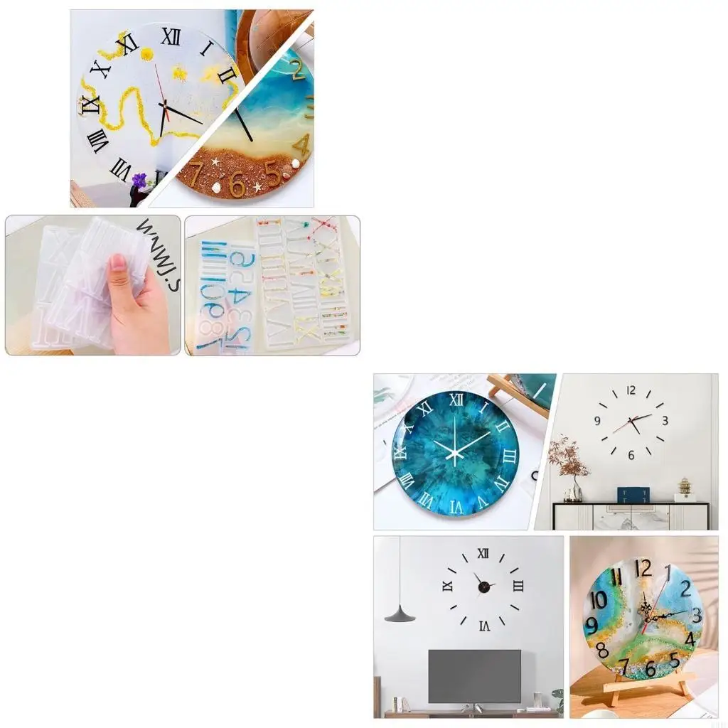 

R3MC часы форма с римскими арабскими цифрами силиконовая форма для подвески из эпоксидной смолы для поделок