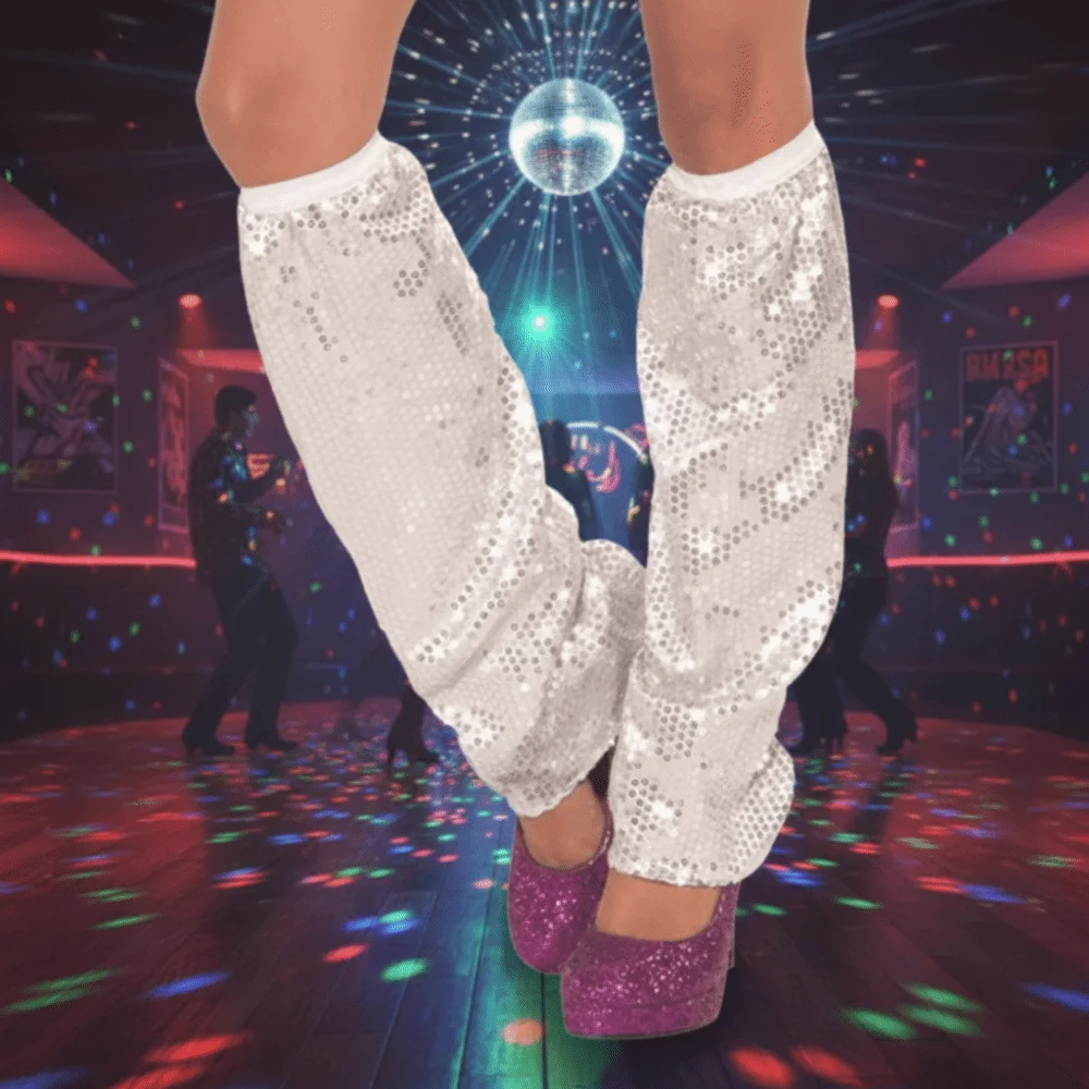 1 ペア婦人服スパークリングスパンコールレッグウォーマーニーハイ光沢のあるキラキラレッグソックスロングソックスセクシーなレッグカバーコスプレ