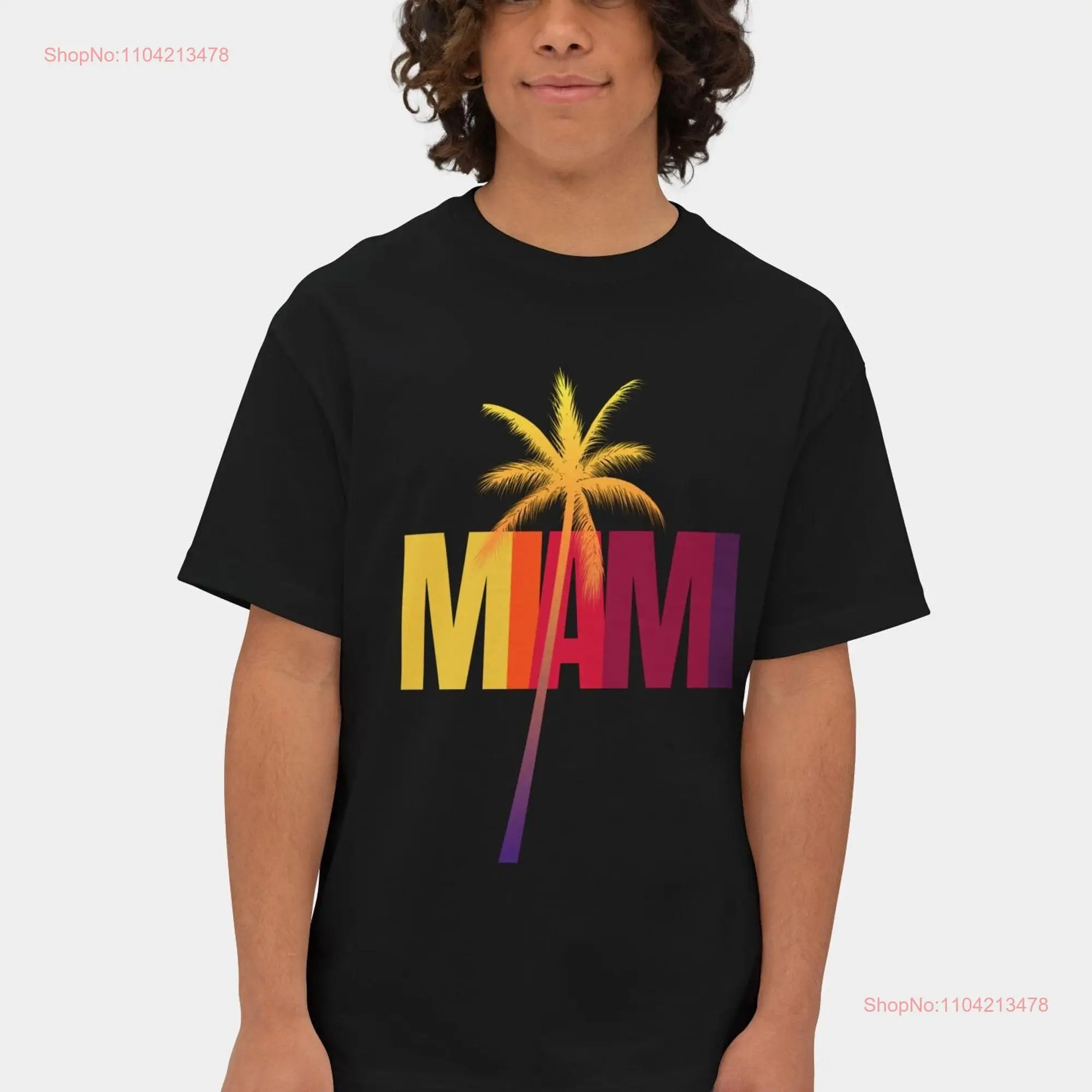 Miami T Shirt Palm Tree Beach Holliday Pool Party Outfit long or short sleeves