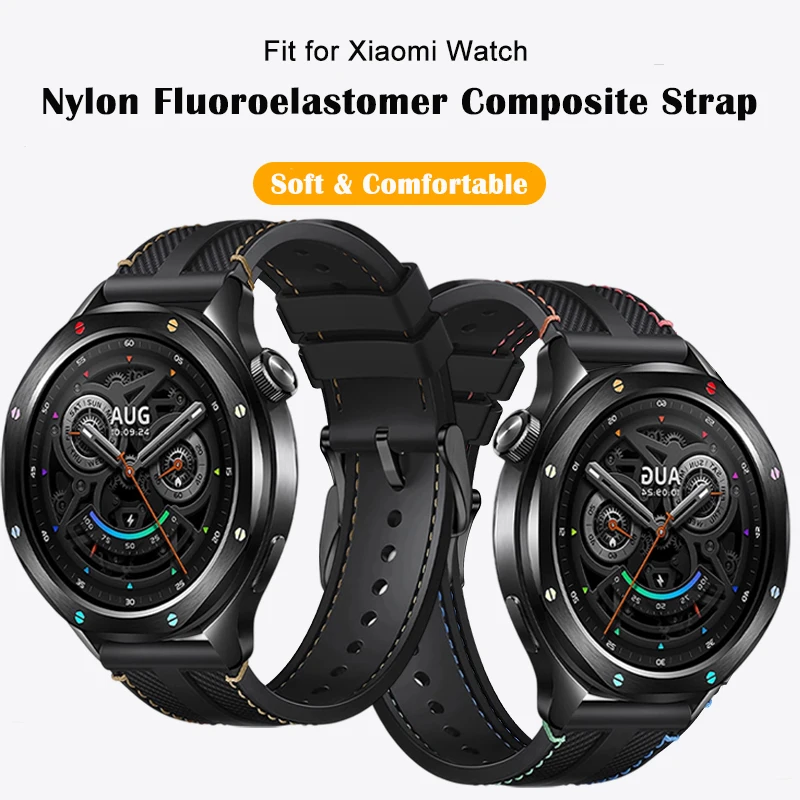 22mm Universal Nylon Fluororubber Composite Woven Watch Band for Xiaomi Watch S4/S4 Sport/S3/S2/S1 Pro Color Strap Accessories